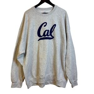 Gildan Heather Gray Crewneck Sweatshirt with Navy 'Cal' Script